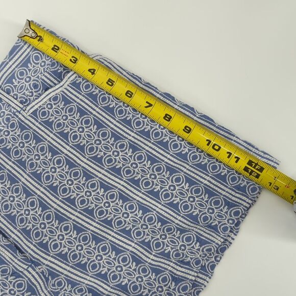 Ann Taylor LOFT Blue White Geometric Floral Embroidered Riviera Cotton Shorts 12 - Picture 8 of 11